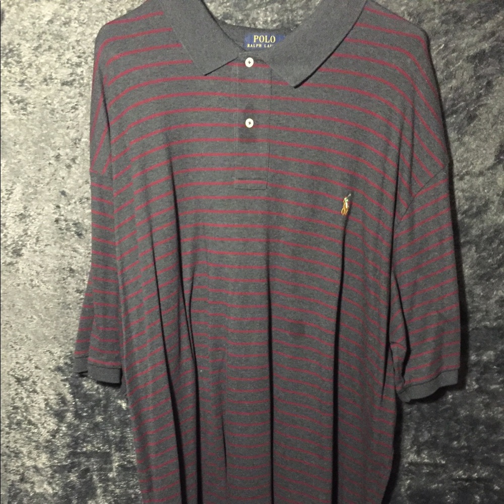 Gray Polo w Burgundy Stripes